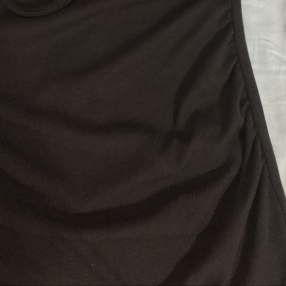Black Tshirt Dress with Front Drape Design - Picture 4 of 5
